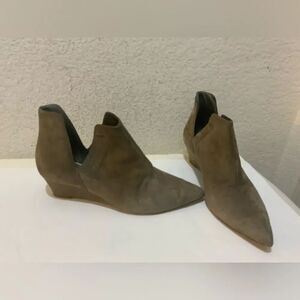 Viajiyu Booties Kenzie Taupe Wedge suede Leather Women's Size 36.5